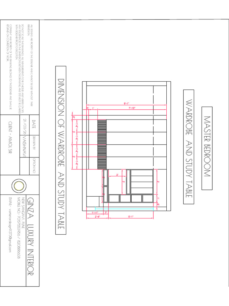 Study Table and Wardrobe Dimension | PDF