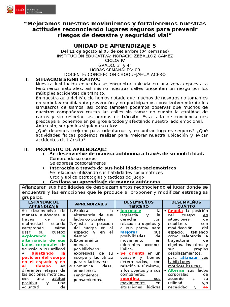 6 Ta Unidad de Aprendizaje IV Ciclo 2025 | PDF | Las emociones ...