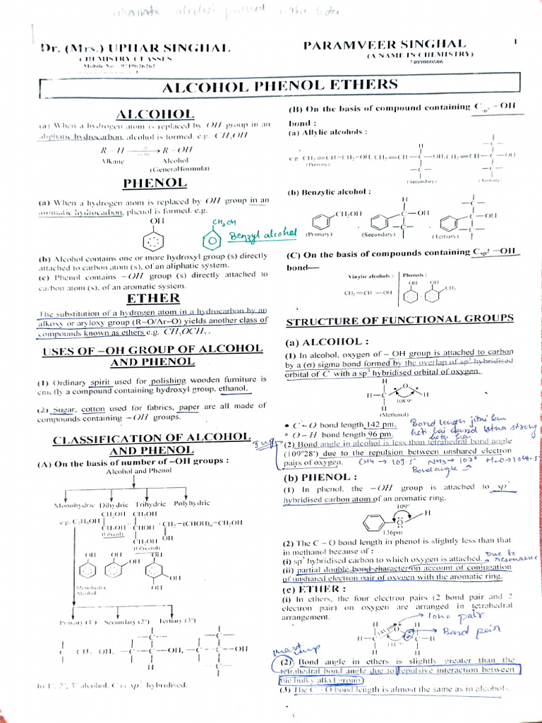 Alcohol Phenol Ether | PDF