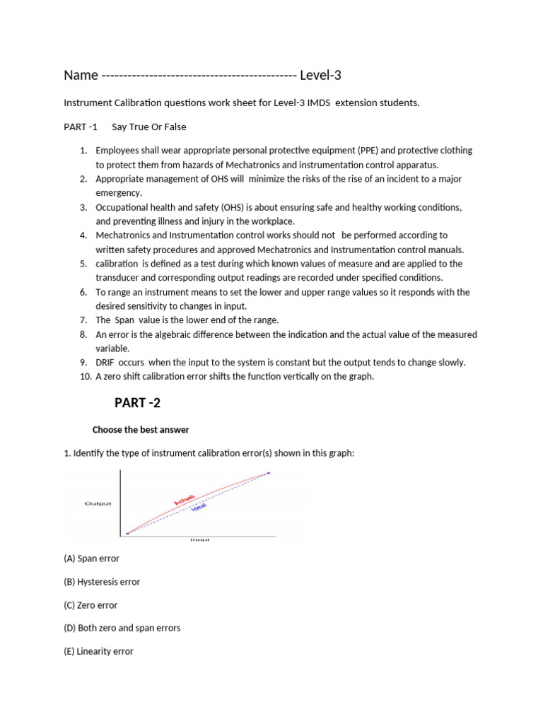 Instrument Calibration Questions | PDF