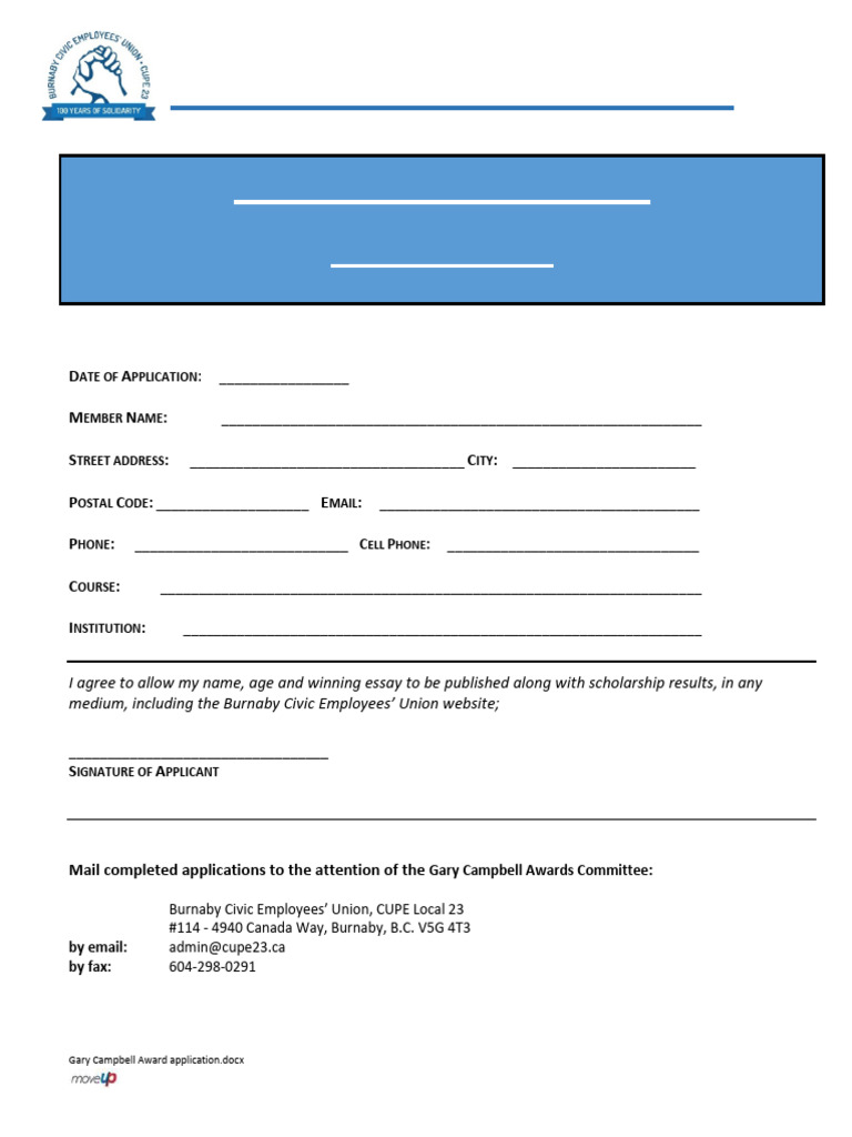 Gary Campbell Award Application | PDF