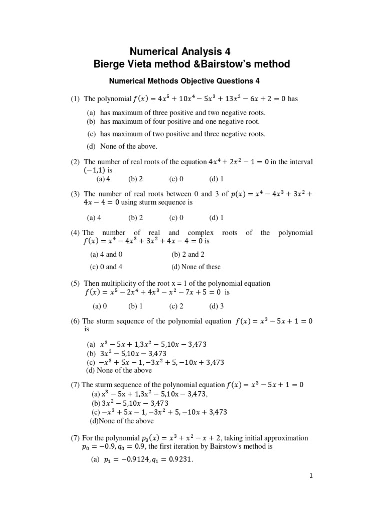 Numerical Method 4 | PDF | Zero Of A Function | Polynomial