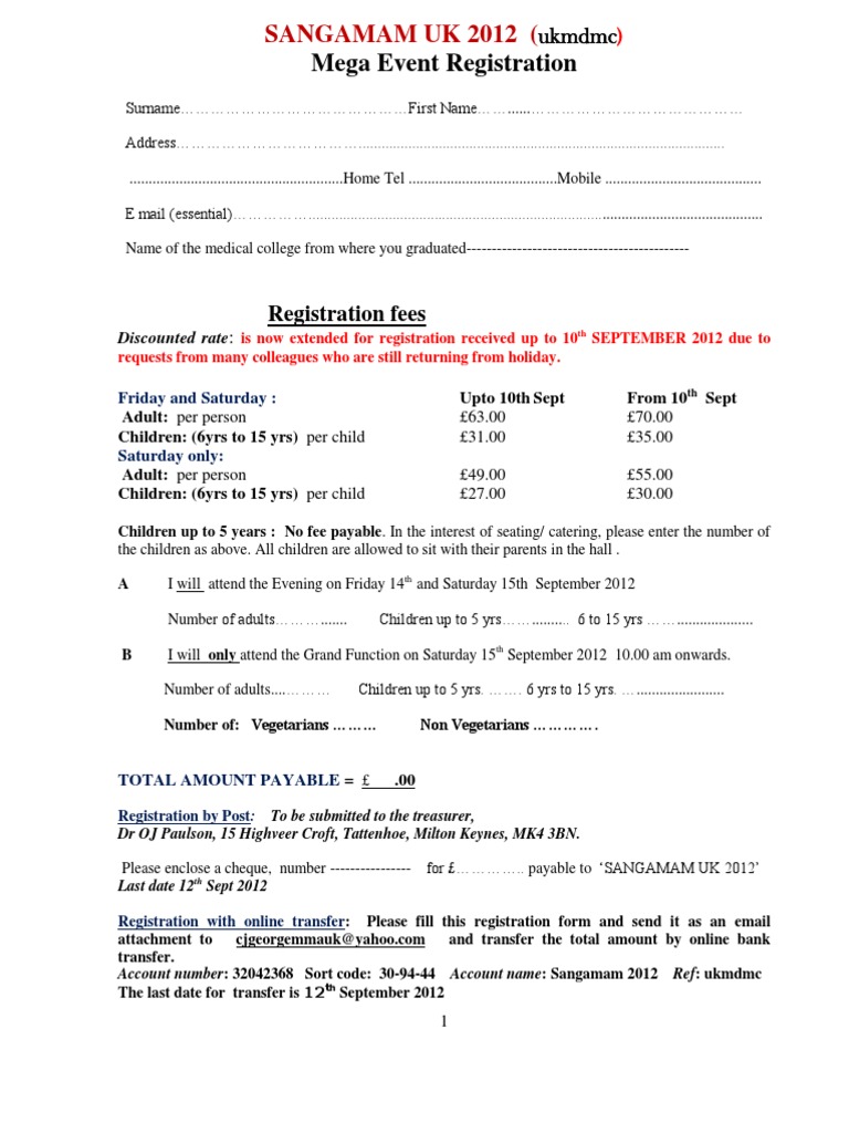 Registration Form Bed And Breakfast Hotel