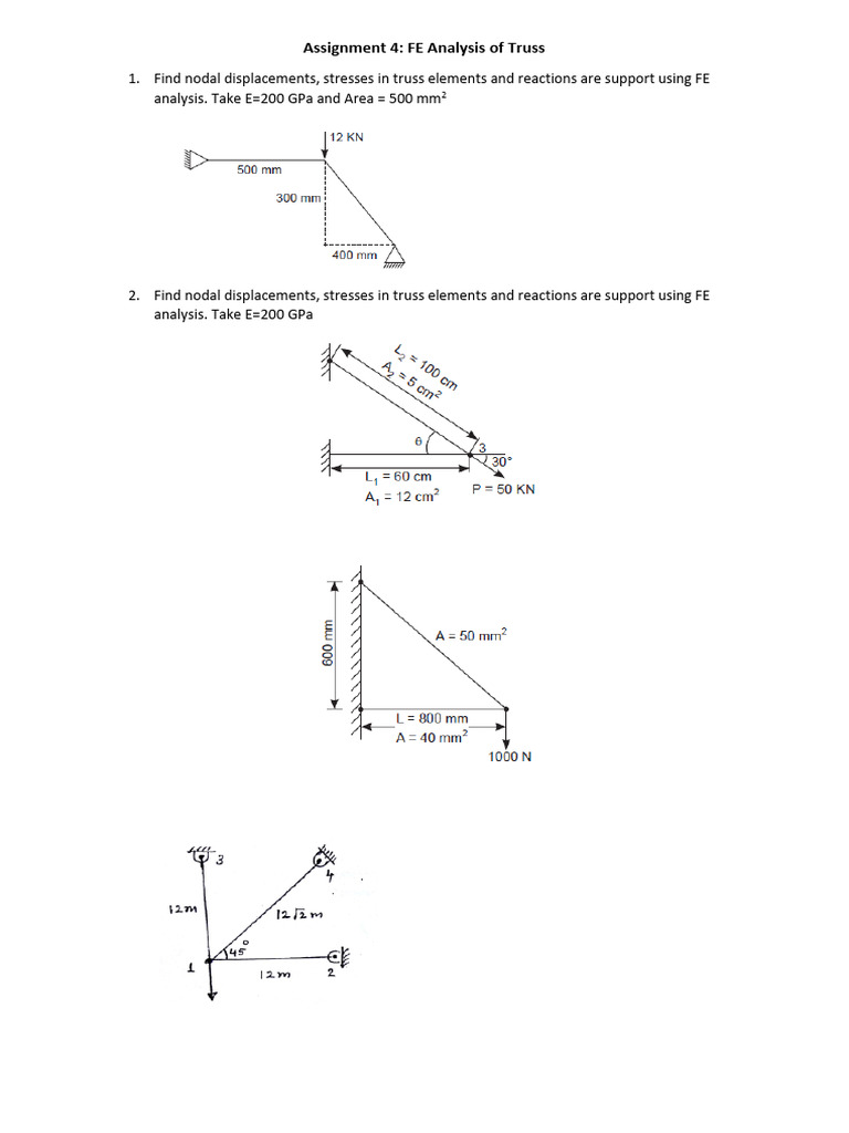 Assignment 4 - Trusses | PDF | Structural Engineering