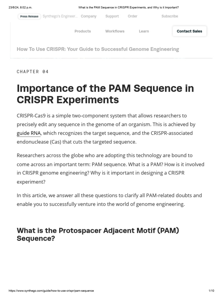 Chapter 4. What Is The PAM Sequence in CRISPR Experiments, and Why Is ...
