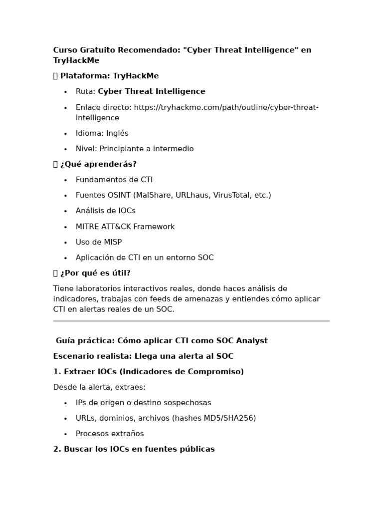 Curso Gratito Cyber Threat Intelligence 1 | PDF