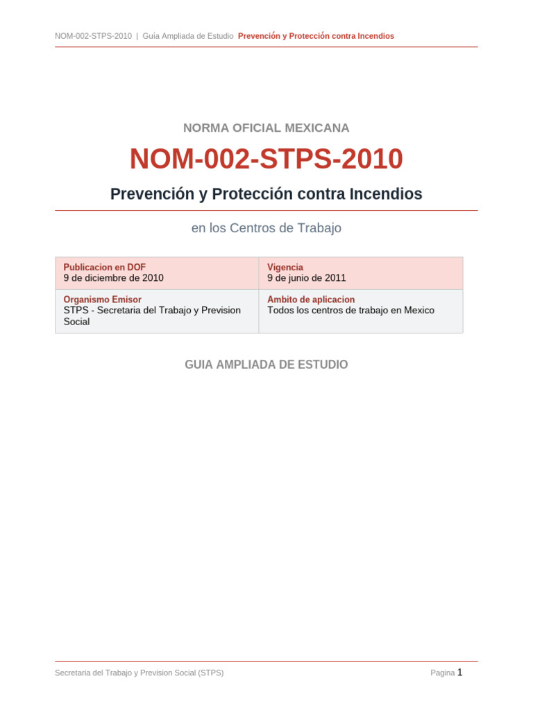 NOM 002 STPS 2010 Guia Estudio | PDF | Combustión