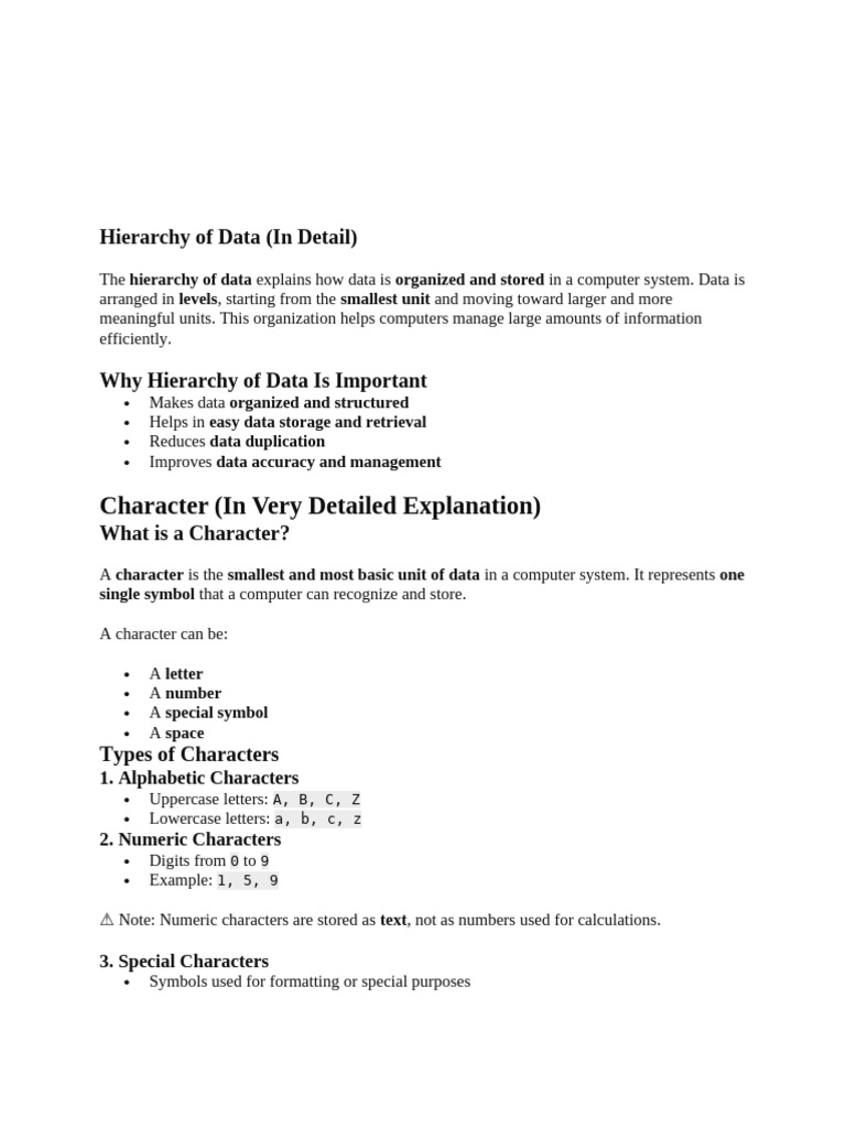 Hierarchy of Data | PDF