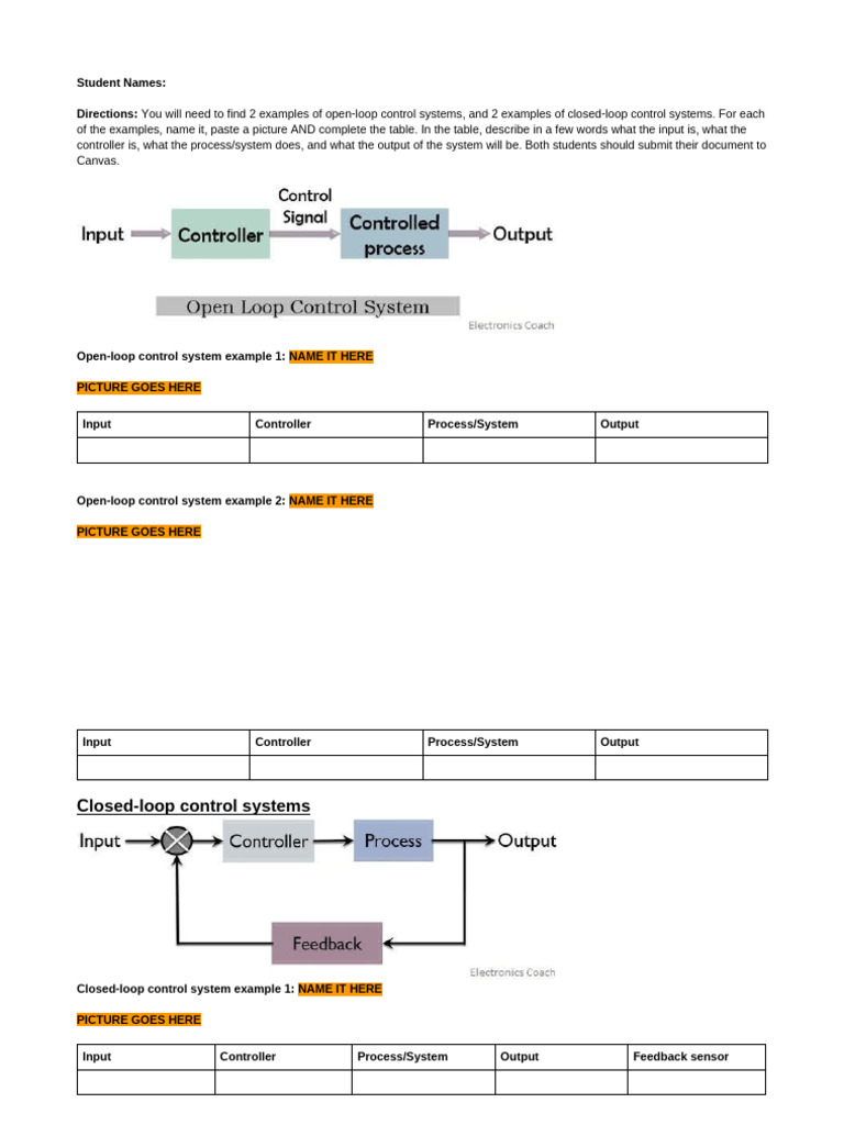 Control Systems Example Template | PDF