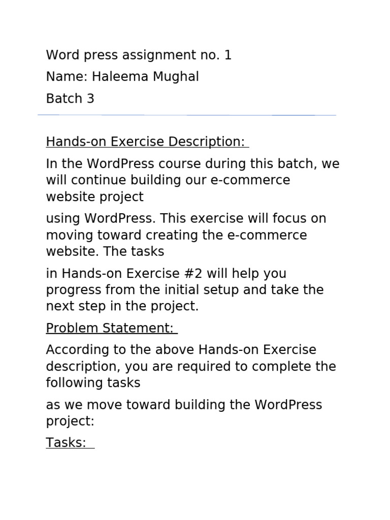 Word Press Assignment No 1 | PDF