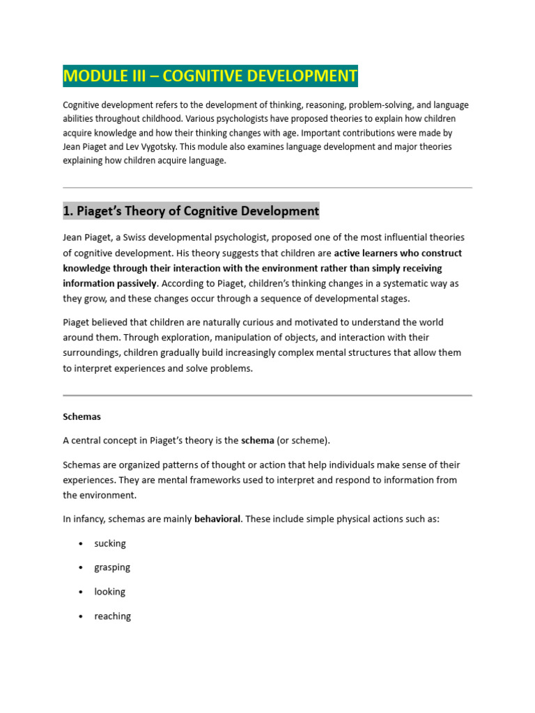 Module 3 Cognitive Development | PDF