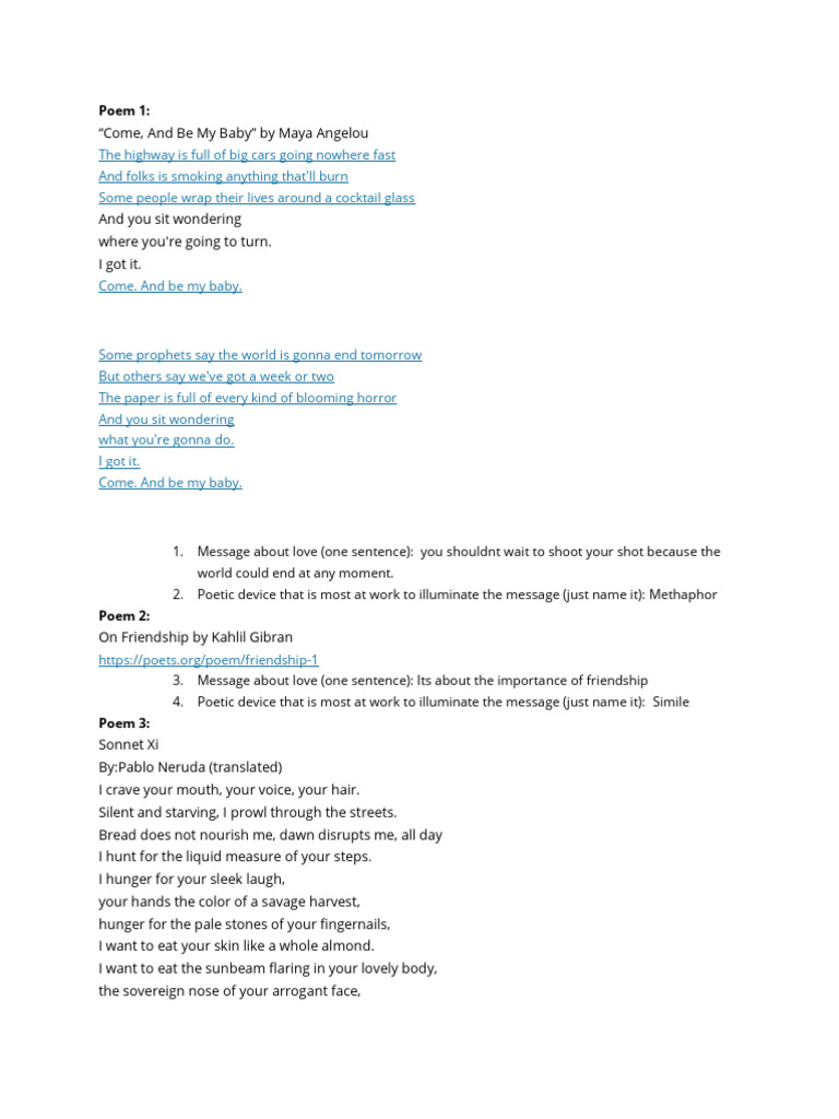Poem 1 | PDF | Poetry
