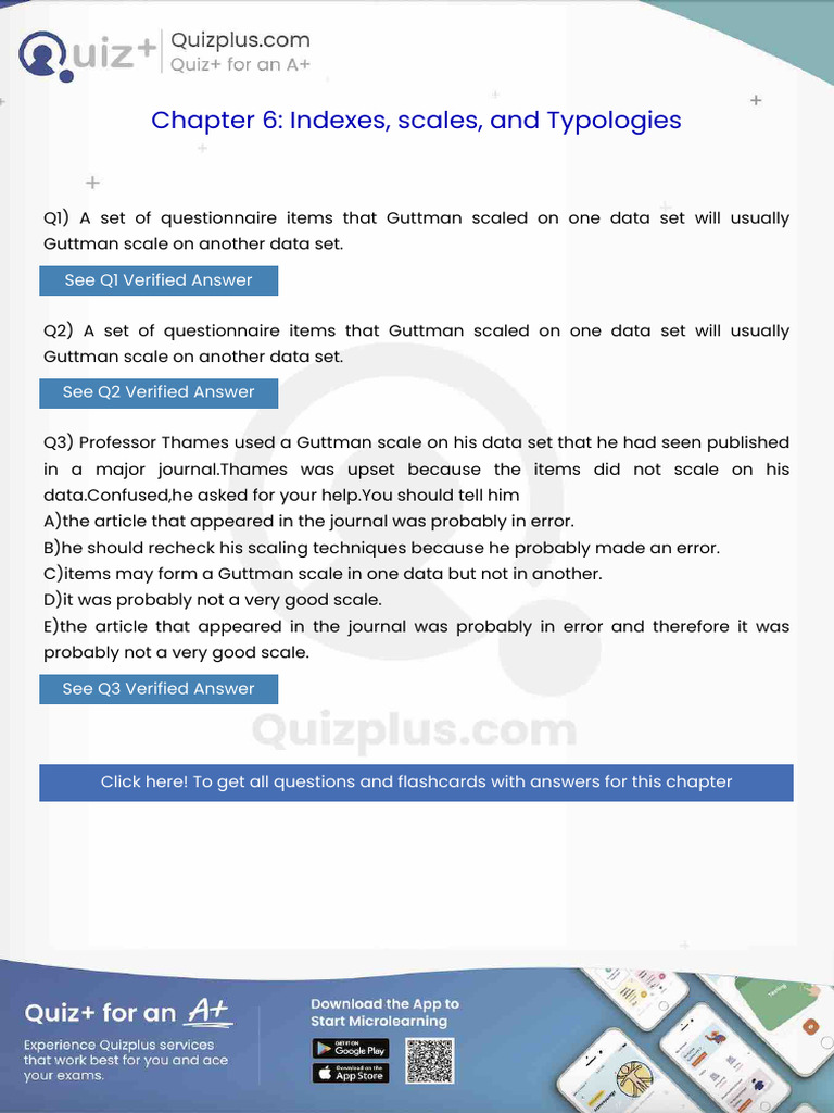 A Set of Questionnaire Items That Guttman Scaled On One Data Set Will ...