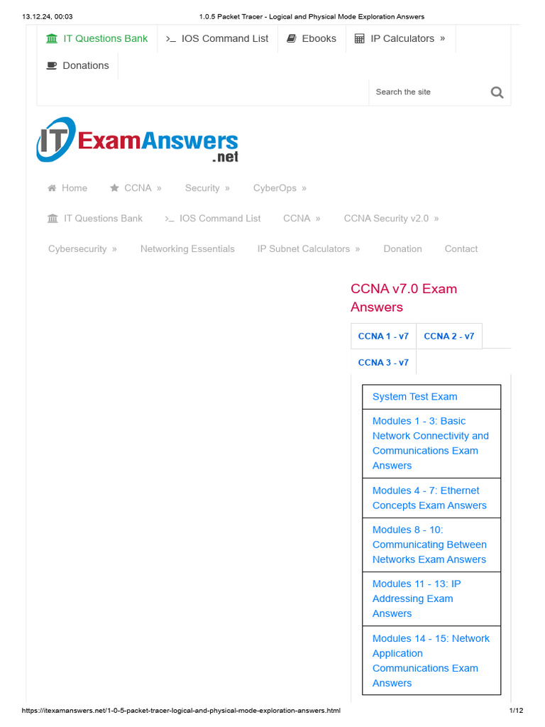 1.0.5 Packet Tracer - Logical and Physical Mode Exploration Answers ...