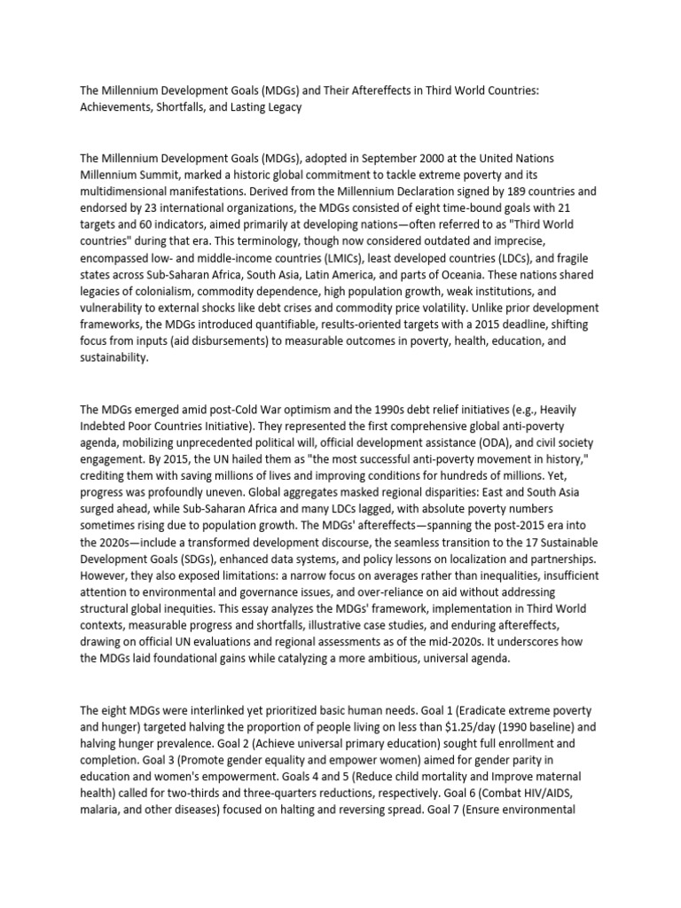 The Millennium Development Goals | PDF | Millennium Development Goals ...