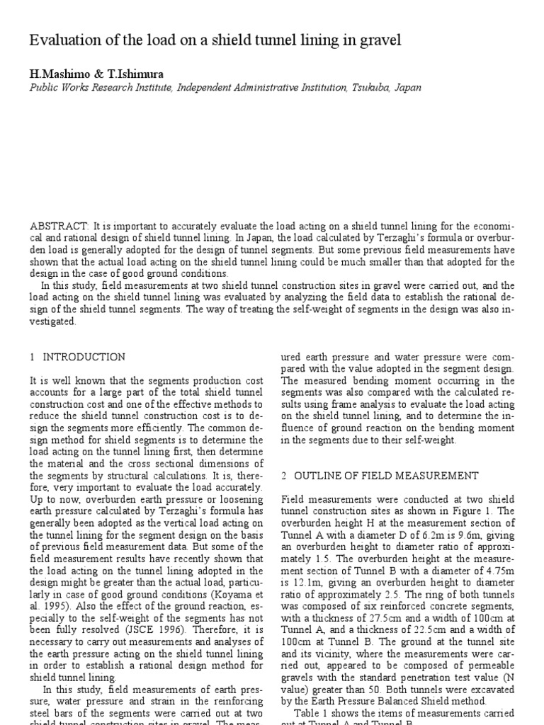 Evaluating Loads on Shield Tunnel Linings | PDF | Bending | Tunnel