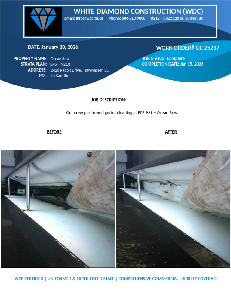 Report I GC 25237 I EPS 9210 I Gutter Cleaning I Status Complete | PDF