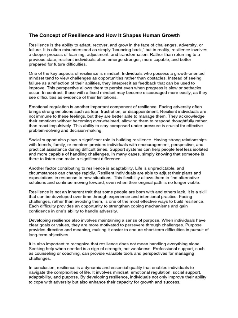The Concept of Resilience and How It Shapes Human Growth | PDF ...