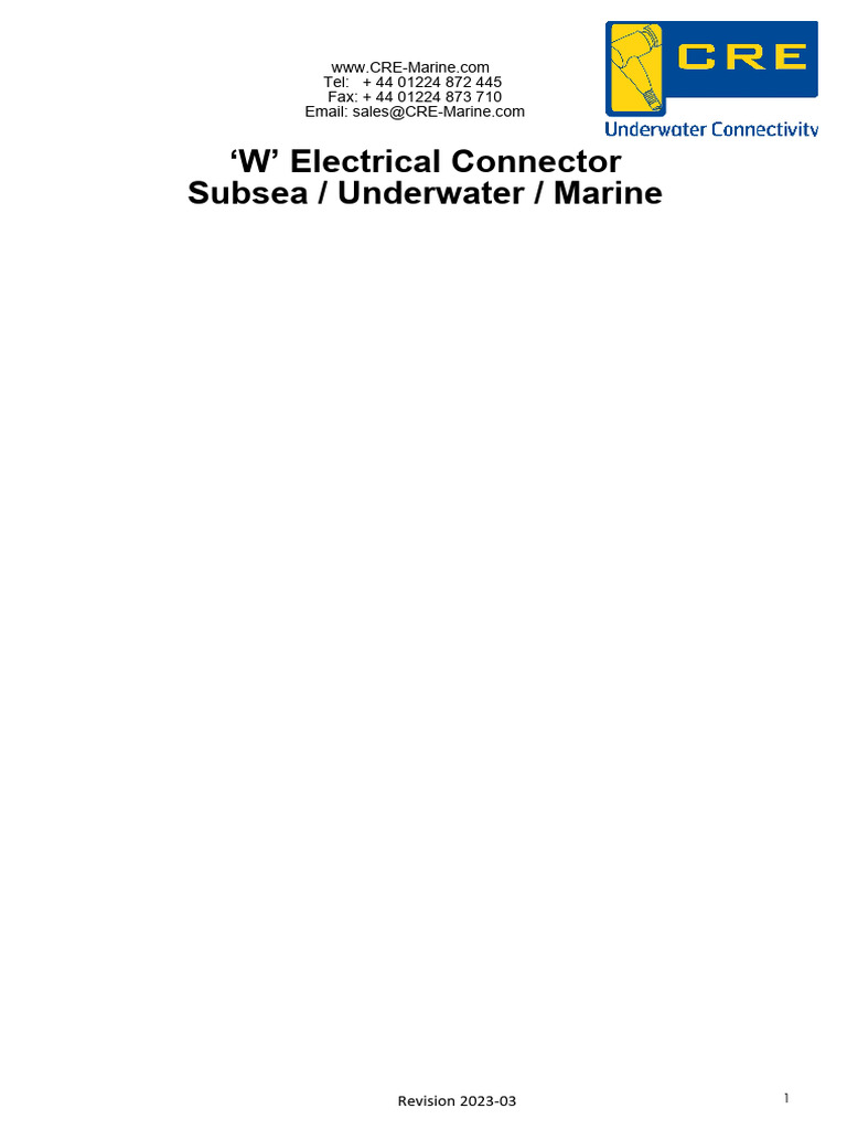 Subsea Electrical Connectors W SIZE DATABOOK REVISION 2024 01 | PDF ...