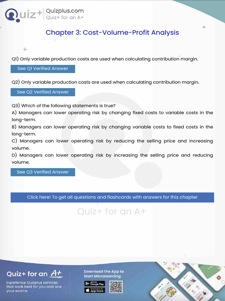 Only Variable Production Costs Are Used When Calculating Contribution ...