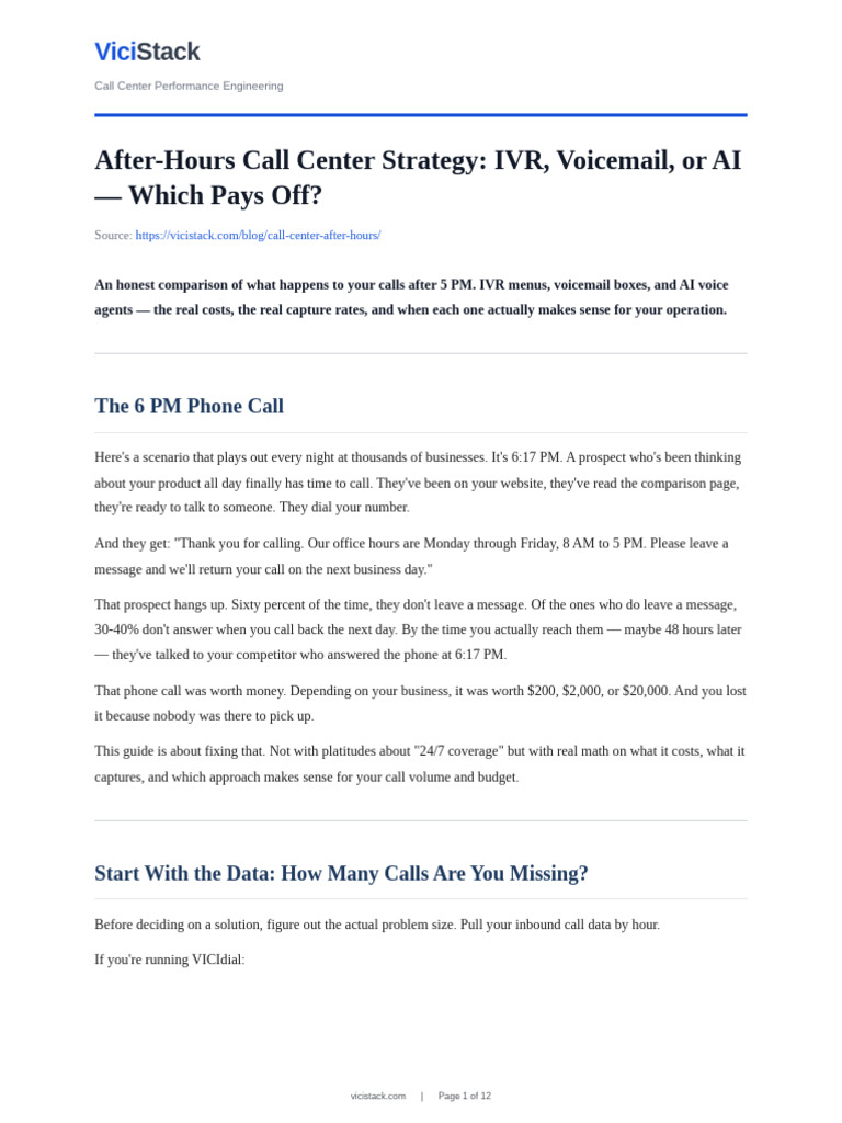 Call Center After Hours | PDF