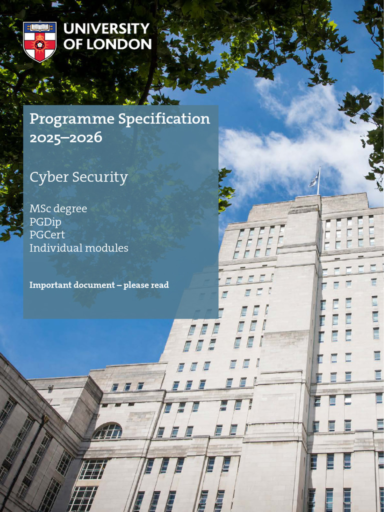 Prog Spec Cyber Security PG 2025 26 | PDF | Computer Security | Security