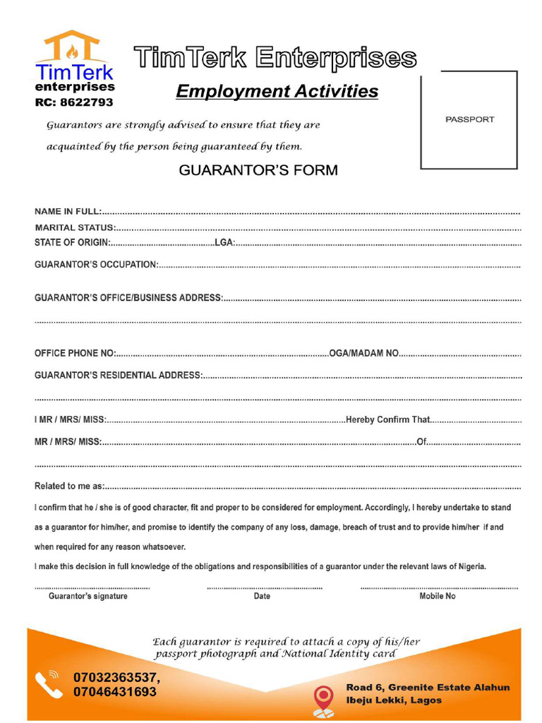 Guarantor's and Applicant Form | PDF