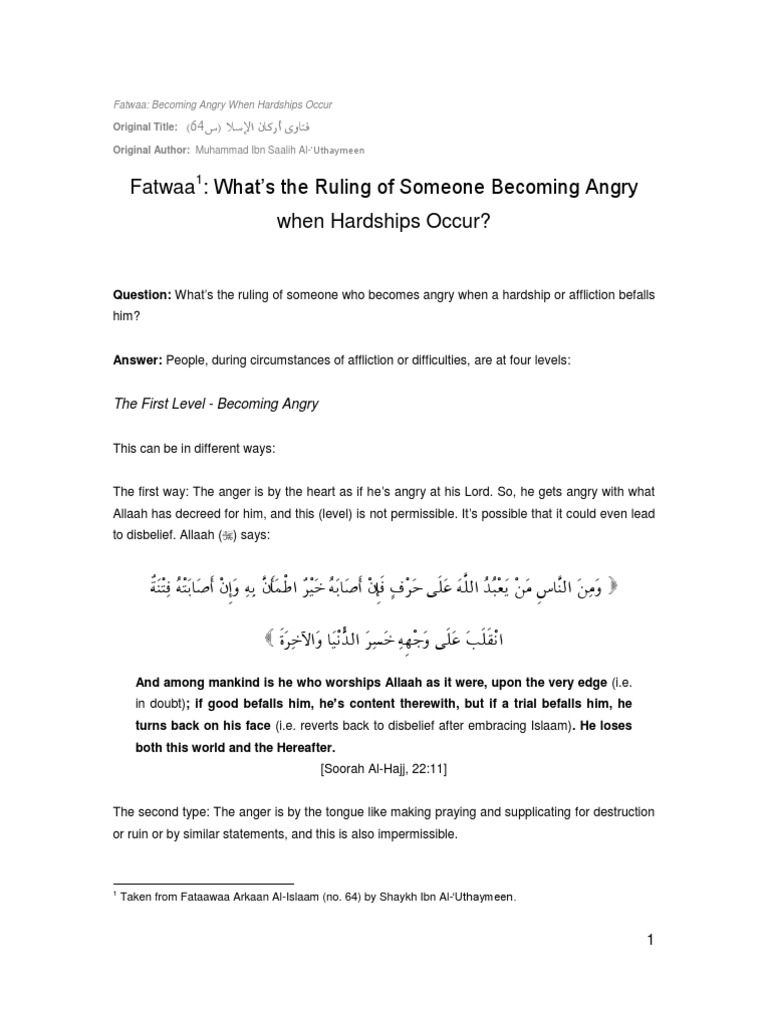 Ruling of Someone Becoming Angry | PDF | Religious Behaviour And ...