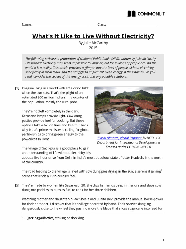 Living Without Electricity Article | PDF
