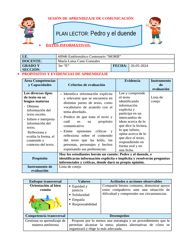 Activ Plan Lector 26-05 - 2025 3ere | PDF | Aprendizaje | Ciencia cognitiva