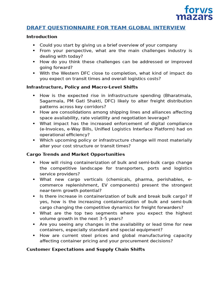 Questionnaire For Team Global | PDF