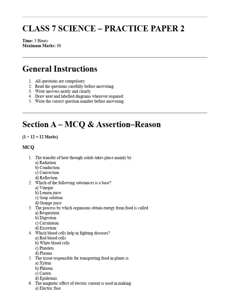 Sample Paper Science | PDF | Blood | Root