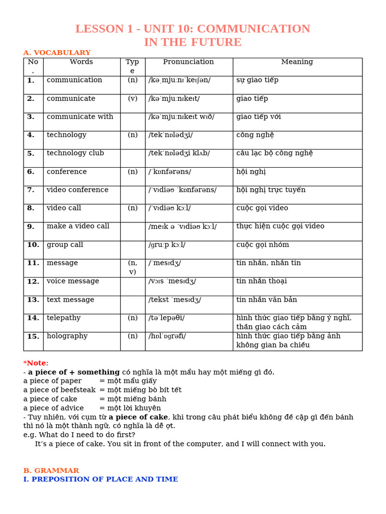 Unit 10 Lesson 1 | PDF