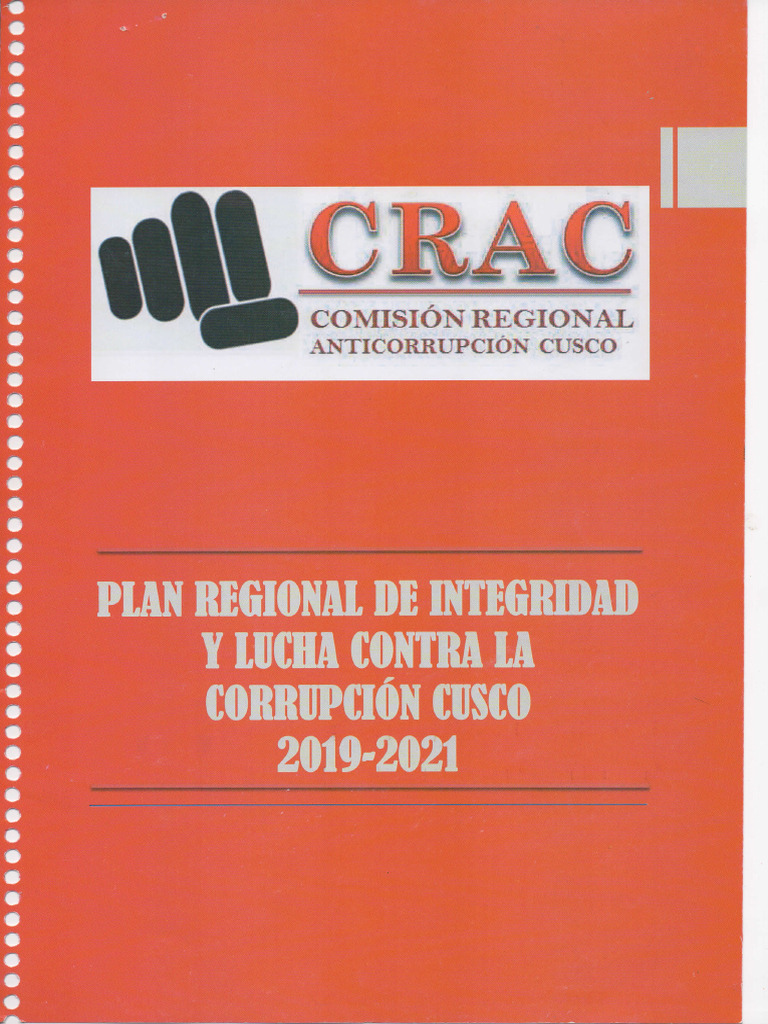 Plan Regional Integridad y Lucha Contra La Corrupcion Cusco-2019-2021 | PDF