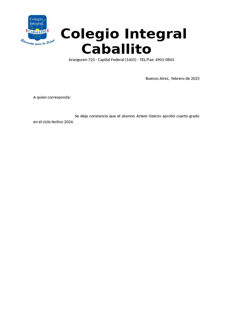 Aprobó El Grado Constancia | PDF