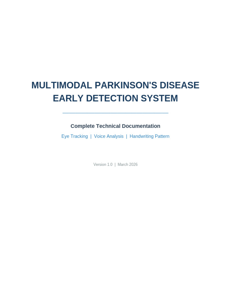 PD Detection System Documentation | PDF | Parkinson's Disease