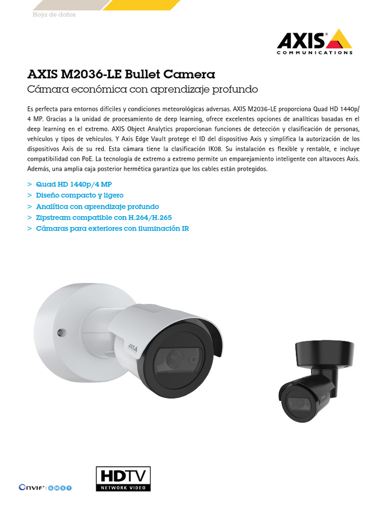 Datasheet Axis m2036 Le Bullet Camera Es ES 520122 | PDF