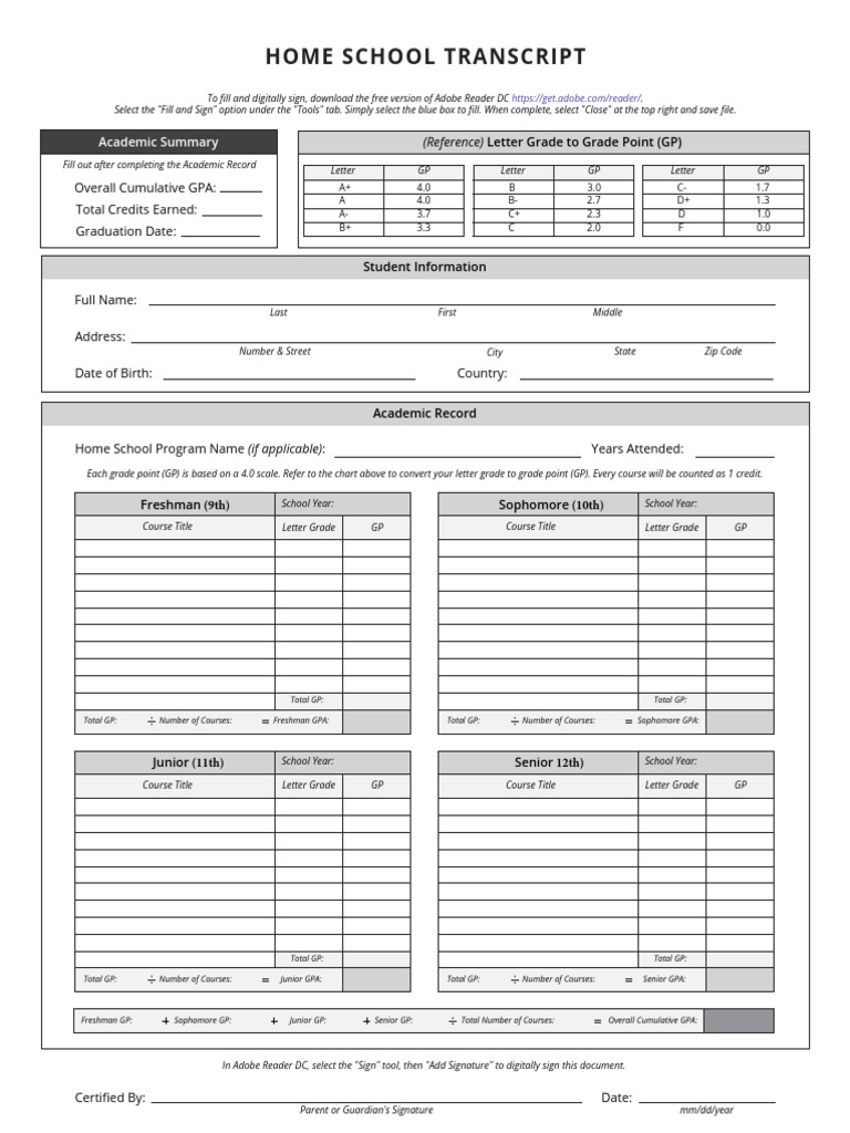 Homeschool Transcript | PDF