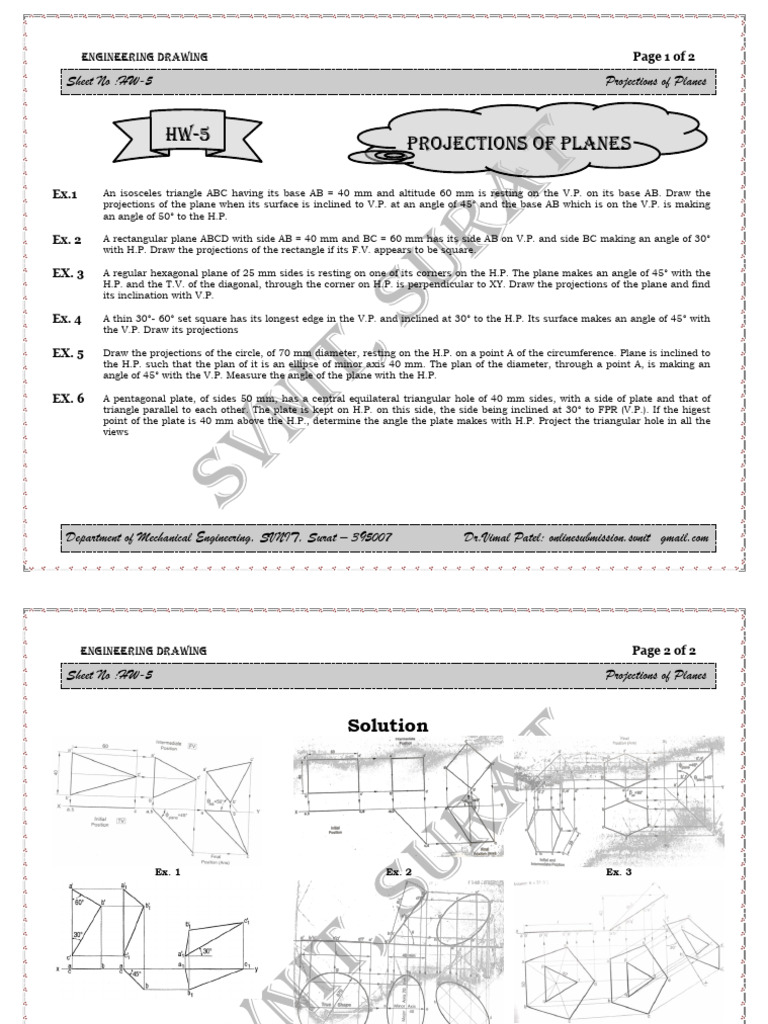 1.6 Projection of Planes HW Sheet | PDF