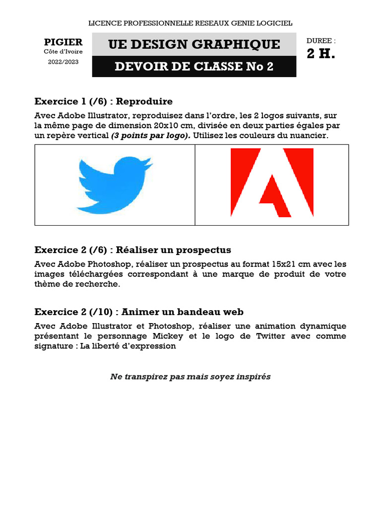 Devoir Design Graphique No 2 Juillet 2024 | PDF