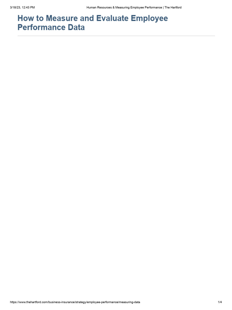 Human Resources & Measuring Employee Performance - The Hartford | PDF