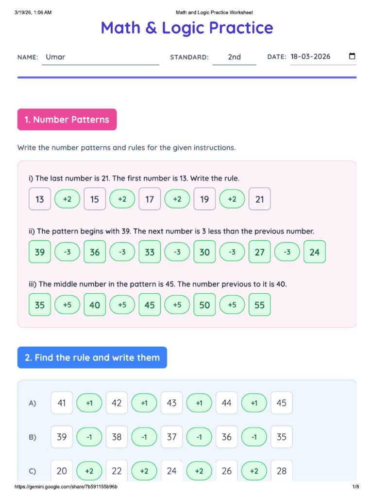 Umar K - Maths Worksheet | PDF