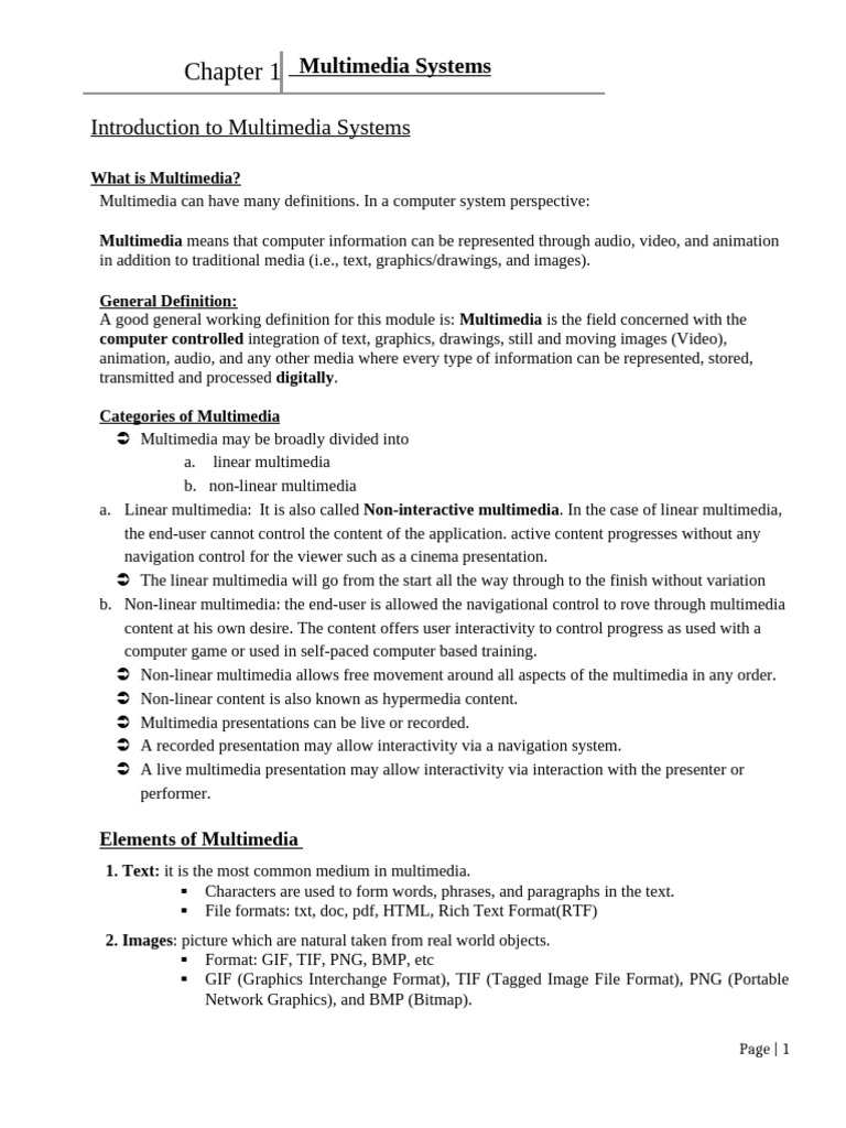 Chapter 1-Multimedia Systems-Edited App | PDF