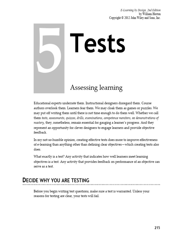 E Learning by Design - 2011 - Horton - Tests Assessing Learning | PDF