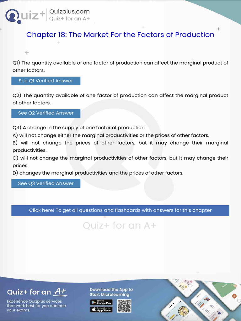 The Quantity Available of One Factor of Production Can Affect The ...