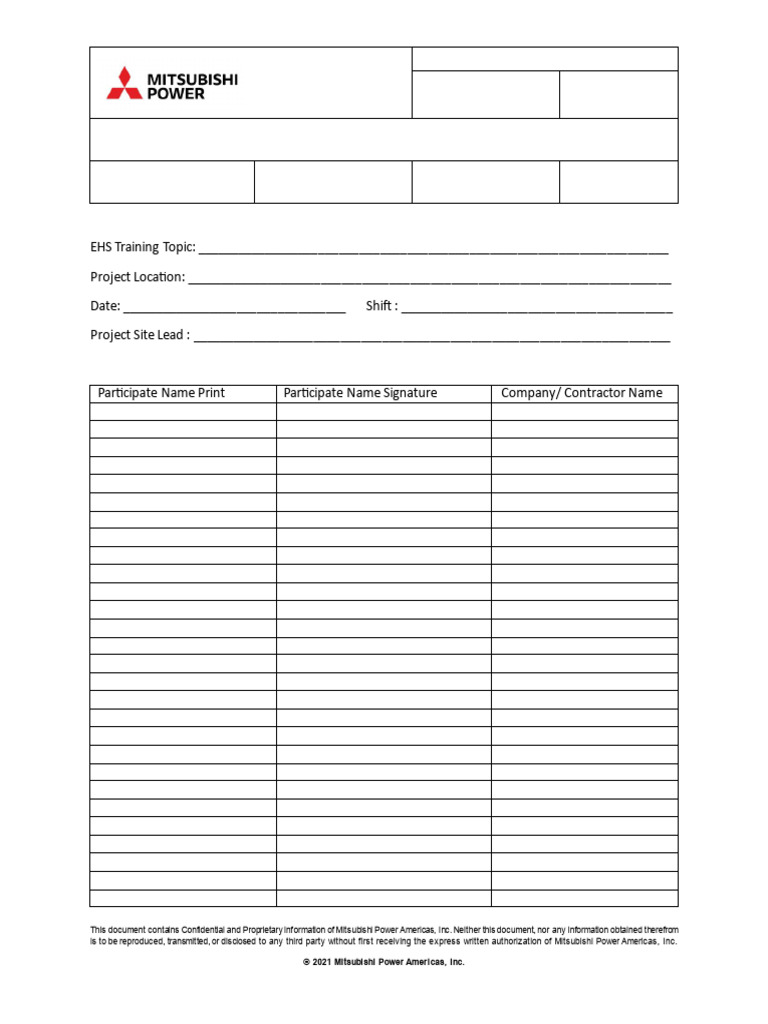 SOP-EHS-PSP-RQ030 - NGS EHS Training Attendance Sheet | PDF