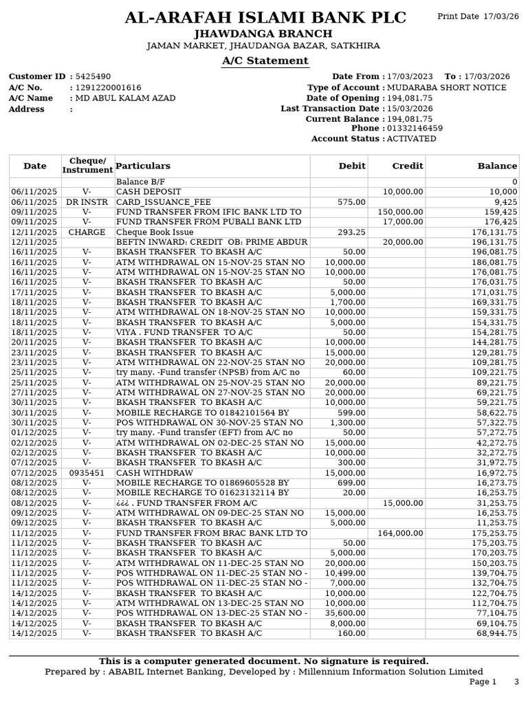 DEPOSIT Account Statement Amr 2026-03!17!12!13!37 725637Al-Arafah ...