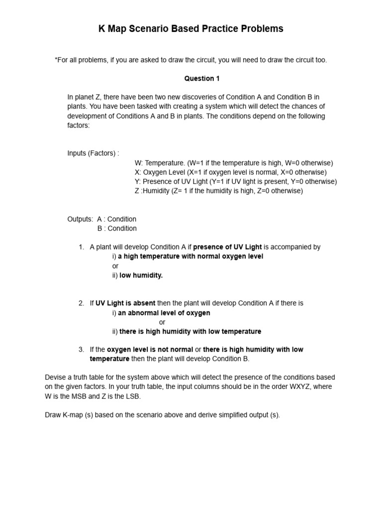 K Map Scenario Based Practice Problems | PDF