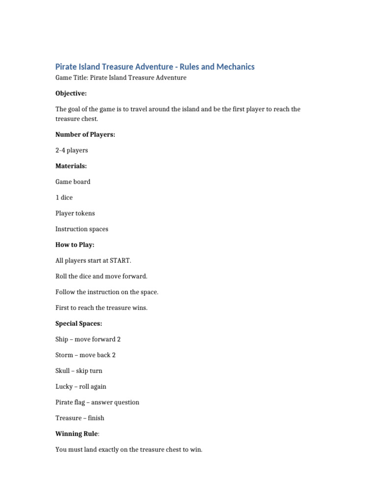 Pirate Island Rules | PDF