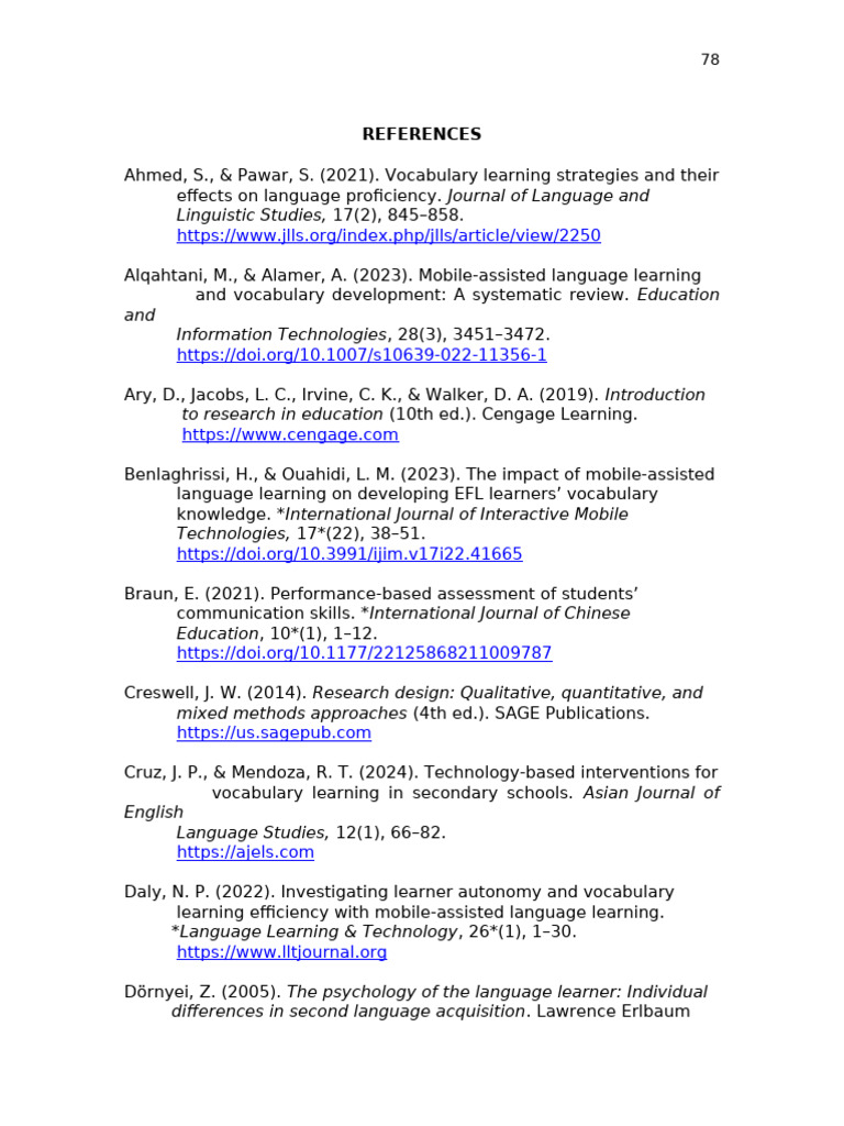 APA7 References BookmanOldStyle | PDF | Vocabulary | Language Acquisition